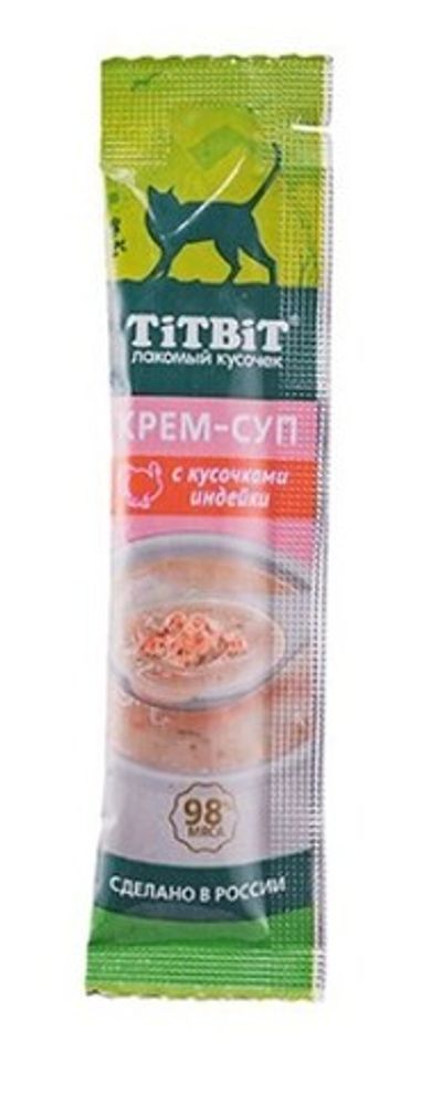 Крем-суп для кошек с кусочками индейки 10 г 014615 (Titbit)