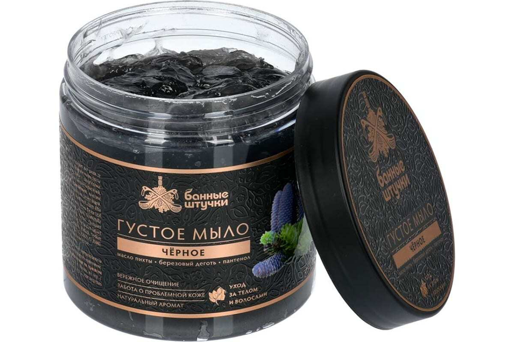 МЫЛО ГУСТОЕ ЧЕРНОЕ БАННЫЕ ШТУЧКИ 500 МЛ ДЛЯ БАНИ И САУНЫ 33673
