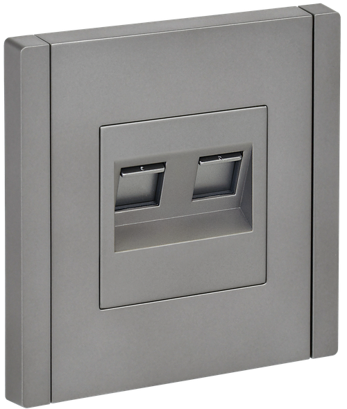 FORTE&PIANO Розетка двойная RJ11+RJ45 кат.5E FP535 сталь IEK
