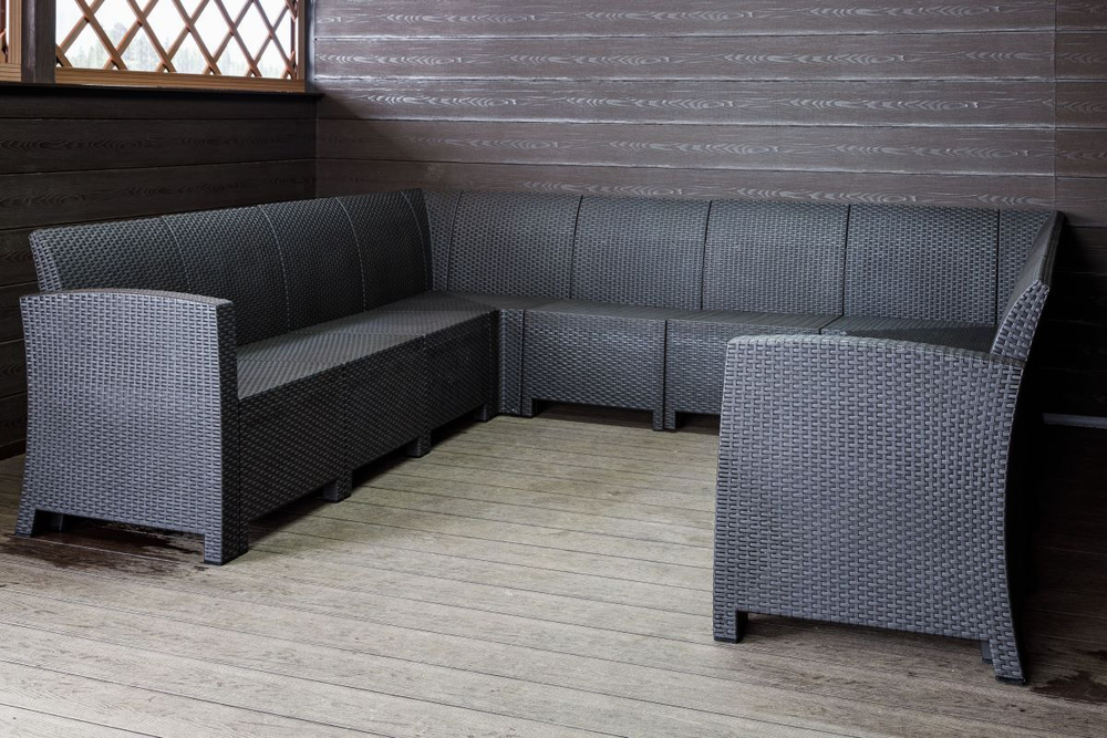 Садовый диван угловой П-образный Калифорния «California» на 10 мест без подушек