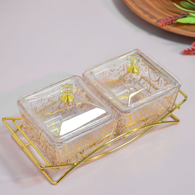 Менажница 2-х секционная 20*9,5*8,5см на металлической подставке, 9187