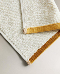 Zara Home - Банное полотенце с рисовым рисунком и красочным бордуром, белый, 30х50 см