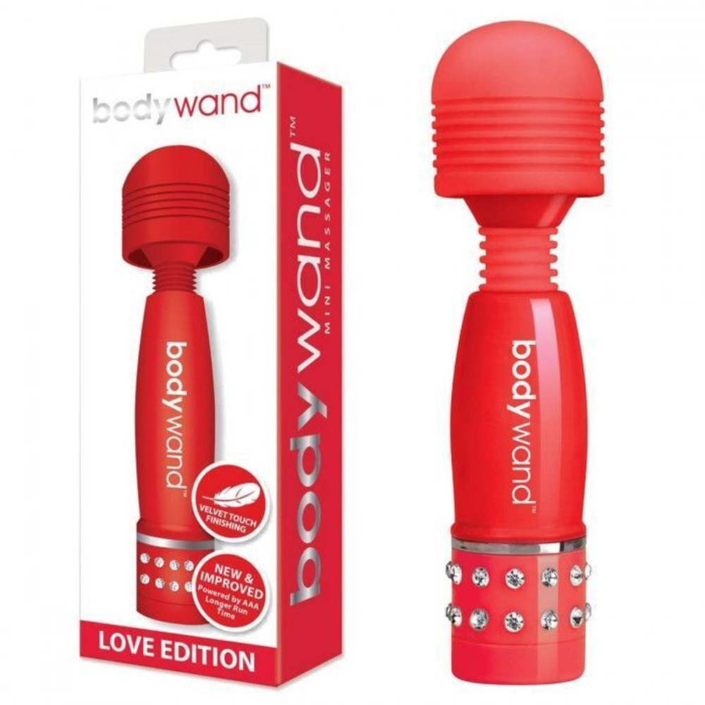 Красный жезловый мини-вибратор с кристаллами Mini Massager Love Edition (Цвет: красный)