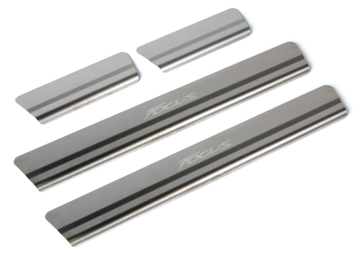 Накладки на пороги Rival для Ford Focus III рестайлинг 2014-2019, нерж. сталь, с надписью, 4 шт., NP.1801.3