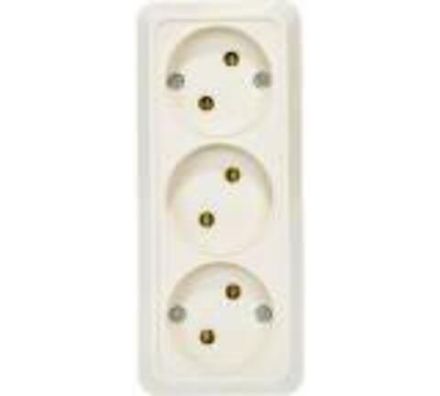 Розетка трехместная "UNIVersal" серия "Олимп" б/з, о/у, 16А, 220В, "слоновая кость" (ivory)