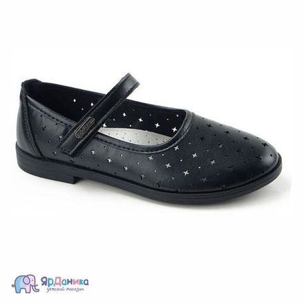 Школьные туфли B&G черные с перфорацией D886-11А
