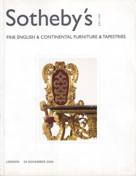 Каталог аукциона Sotheby’s, Лондон, Английская и европейская мебель и гобелены от 24 ноября 2004 года