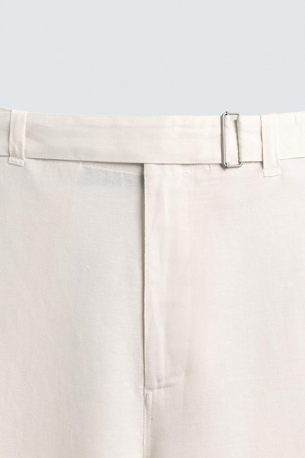 ZARA БРЮКИ RELAXED FIT ИЗ ВИСКОЗЫ И ЛЬНА С РЕМНЕМ, ЭКРЮ