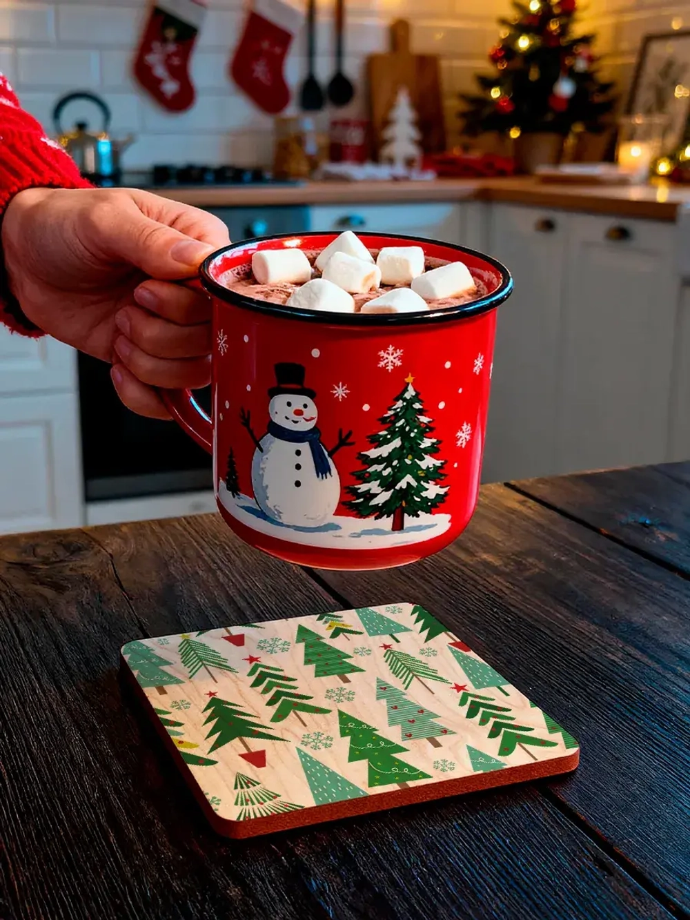 Подставки под стаканы и кружки новогодние елки