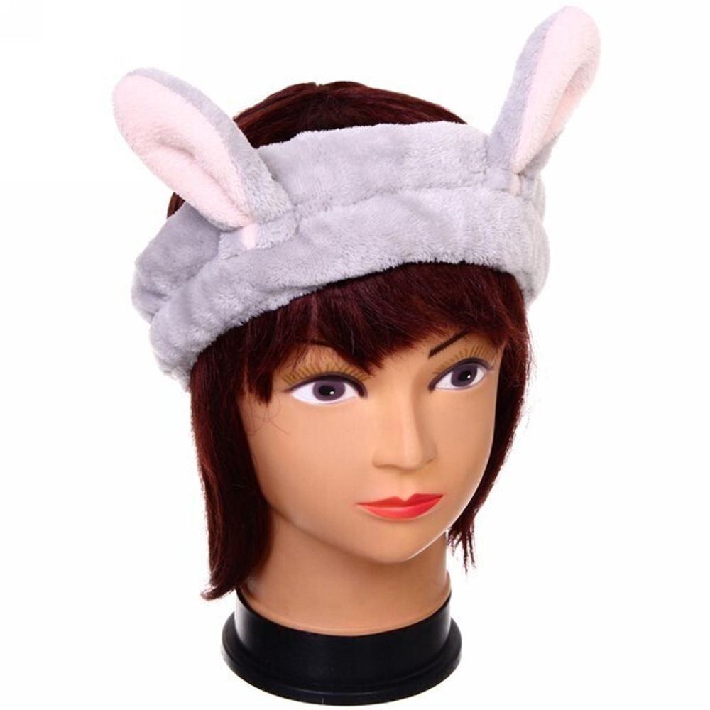 Повязка на голову «Кокетка - Зайчик», цвет серый, 20*6см (упаковка белый ZIP пакет)