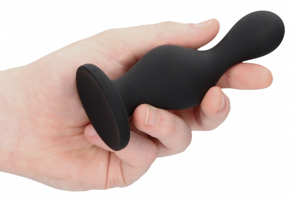 Черная анальная пробка Wave Butt Plug - 11,3 см. (Цвет: черный)