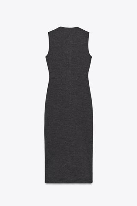ZARA ПЛАТЬЕ МИДИ С ПУГОВИЦАМИ, ТЕМНЫЙ АНТРАЦИТ
