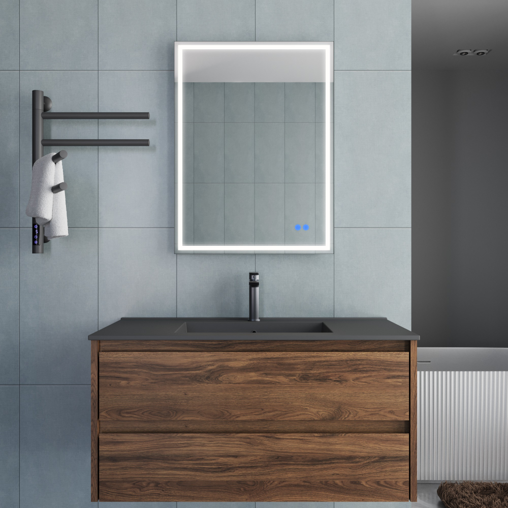 Тумба под раковину Vincea Gio 1000 подвесная, 2 выкатных ящика soft-close, C.Oak