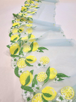 Вышивка на сетке лимончики на ментоле К599 правая