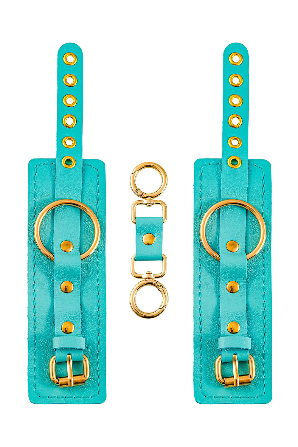 Голубые однослойные кожаные наручники (Цвет: голубой)