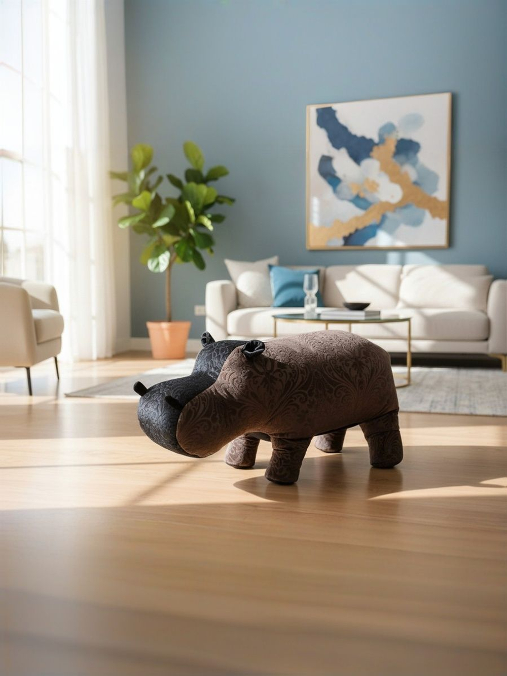 Пуф. Мягкий бегемот-Красавчик. Ручная уникальная эксклюзивная работа пуф в единственном экземпляре