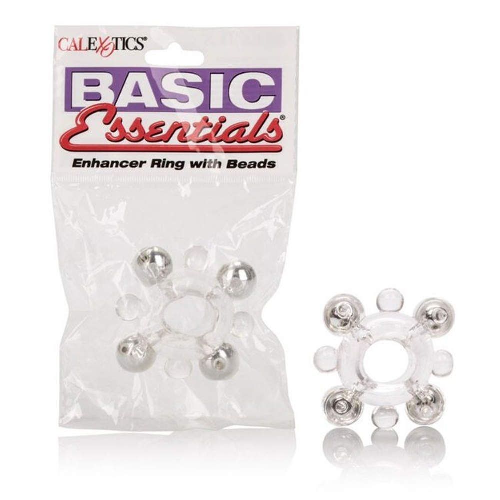 Эрекционное кольцо с бусинами Basic Essentials® Enhancer Ring with Beads (Цвет: прозрачный)