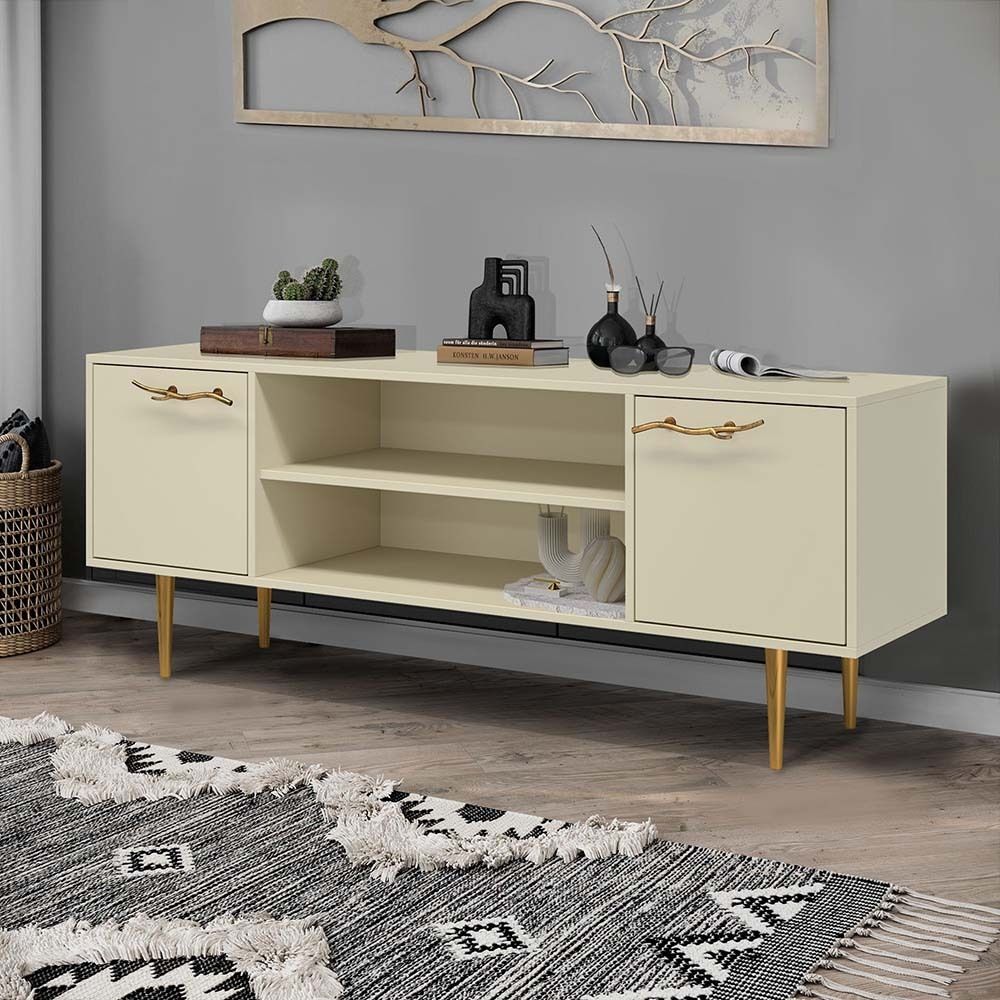 Тумба под ТВ Арт Колор matte 155см Стайл Голд Серый шелк матовый