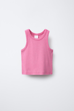 ZARA ТОП С ЭФФЕКТОМ ПОТЕРТОСТИ И ДЕТАЛЯМИ В РУБЧИК, РОЗОВЫЙ