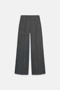 ZARA БРЮКИ ИЗ МЯГКОЙ ТКАНИ С ДЕКОРАТИВНЫМИ ШВАМИ, СЕРЫЙ МЕЛАНЖ