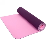 Коврик для йоги 6мм 61*183 см «Гармония» 2х сторонний, фиолетовый/розовый
