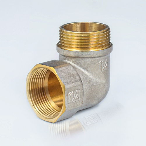 Угольник латунный никелированный 90° внутренняя/наружная резьба