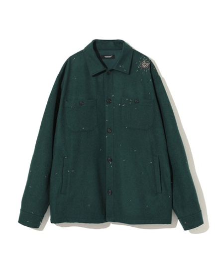 UNDERCOVER РУБАШКА ЗЕЛЕНАЯ С ВЫШИТЫМИ КРЕСТАМИ