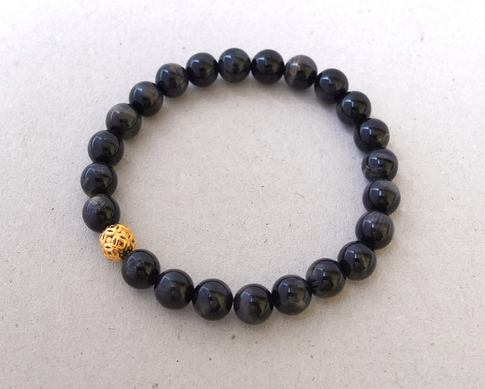 Браслет из тигрового глаза, вставка с премиальным золочением