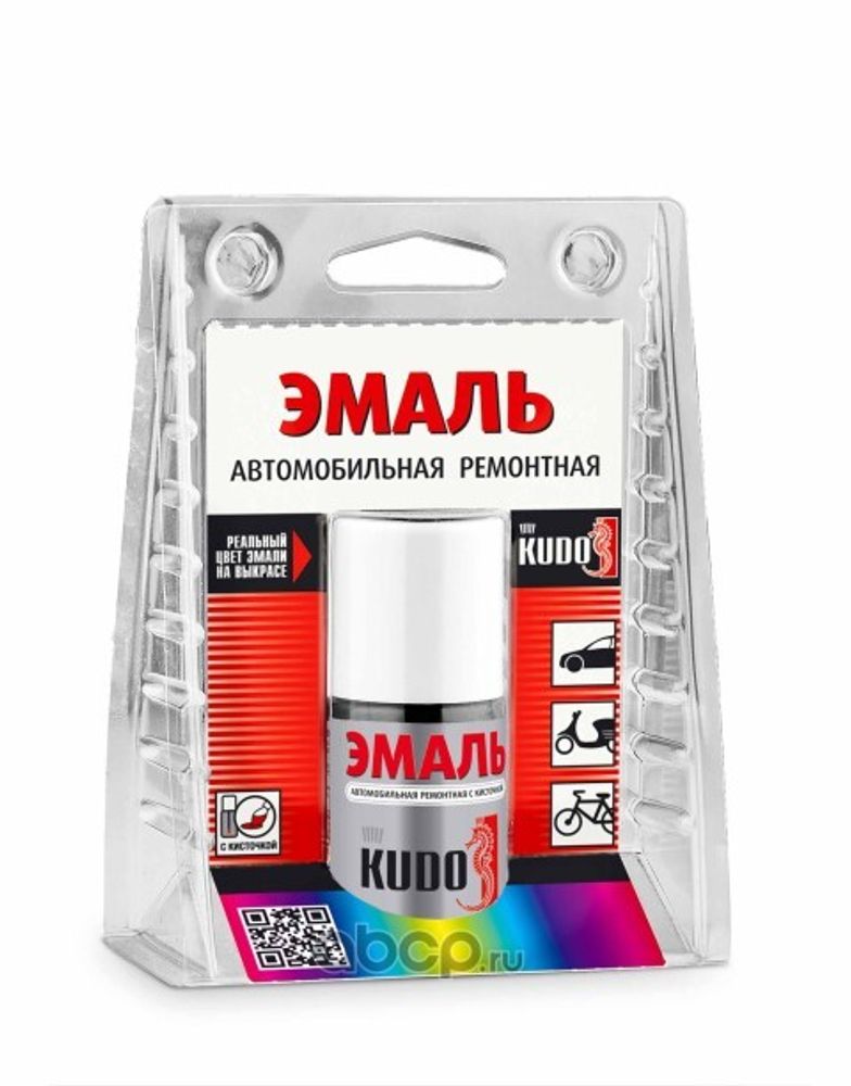 Пробник краски KUDO с кисточкой Mitsubishi/Peugeot/Citroen W76 White pearl  металлик (KUDO)