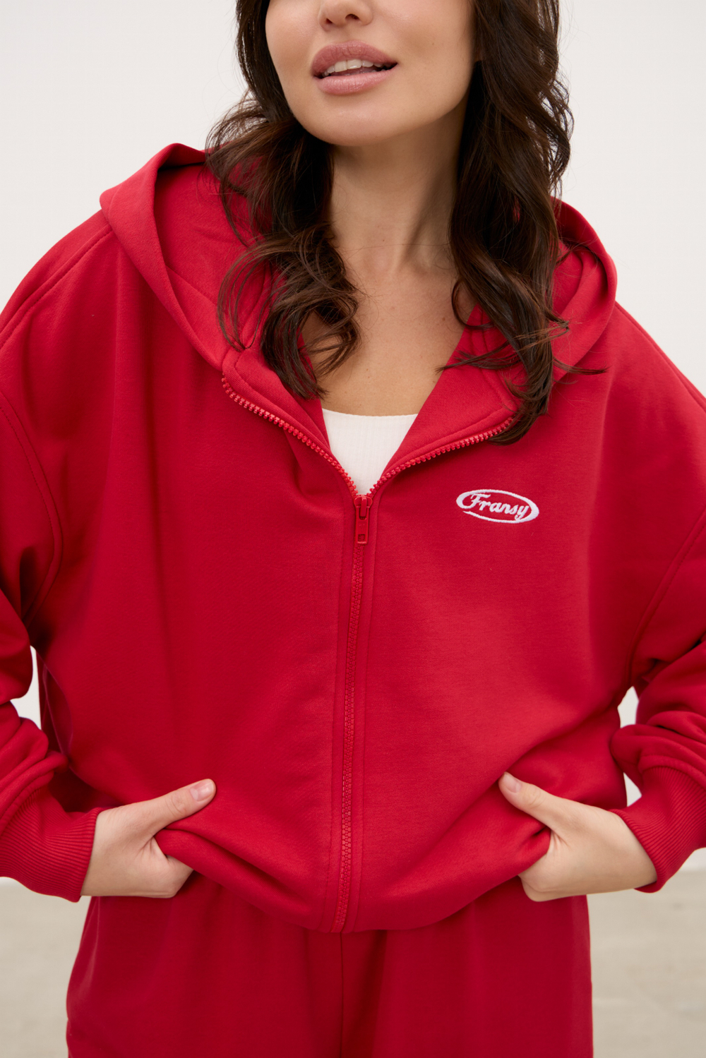 Худи на молнии 04, красное