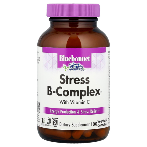 Bluebonnet Nutrition, Stress B-Complex, комплекс витаминов группы B, 100 растительных капсул
