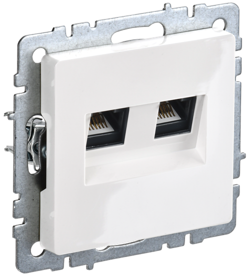 BRITE Розетка компьютерная двойная кат.5E RJ45 РК10-2-БрБ белый IEK