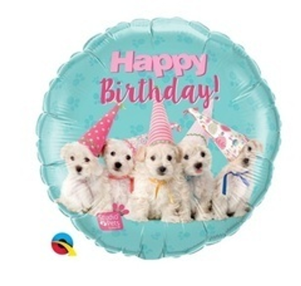 Q 18" Круг, Happy birthday! Щенки, 1шт.
