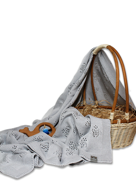 Плед вязаный Примула Серый хлопок RinaAmari, 100*90