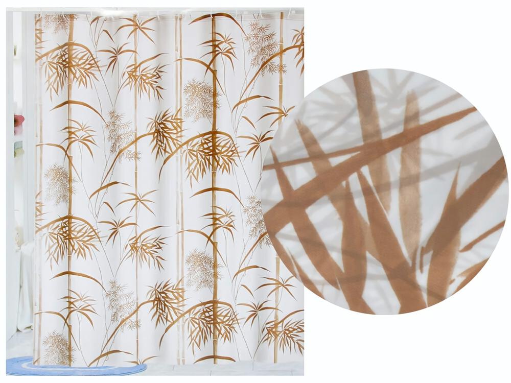 Штора для ванной 180*180см Коричневый бамбук