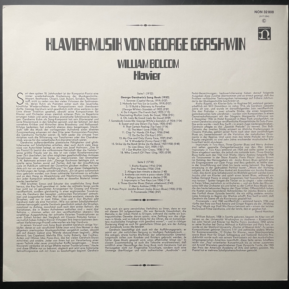 Гершвин - Фортепианная музыка Джорджа Гершвина (Германия 1974г.)