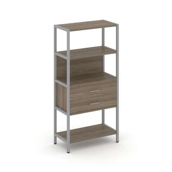 Shelf System Односекционный стеллаж четырехярусный с ящиками SN.STM-412 Вяз Благородный/Металл Серый