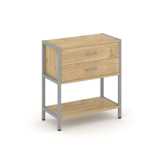 Shelf System Односекционный стеллаж двухярусный с ящиками SN.STM-212 Тиквуд Светлый/Металл Серый 810