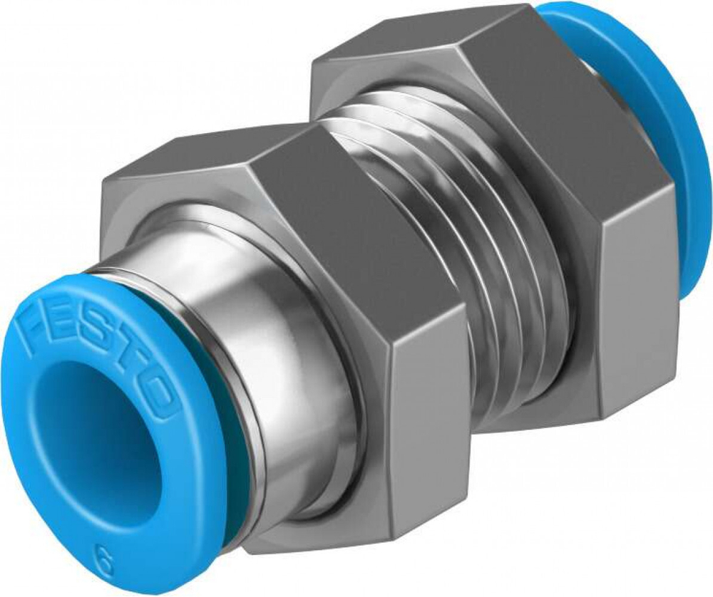 Муфта цанговая для панельного монтажа прямая Festo QSMS-6-100 (комплект 100 шт)