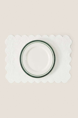 ZARA HOME ВЫШИТАЯ ЛЬНЯНАЯ САЛФЕТКА, БЕЛЫЙ