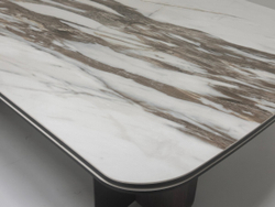 Стол INGERMAN 200 KARAKATA BROWN, керамика на стекле / Темно-серый металл+ шпон,  каркас, ®DISAUR