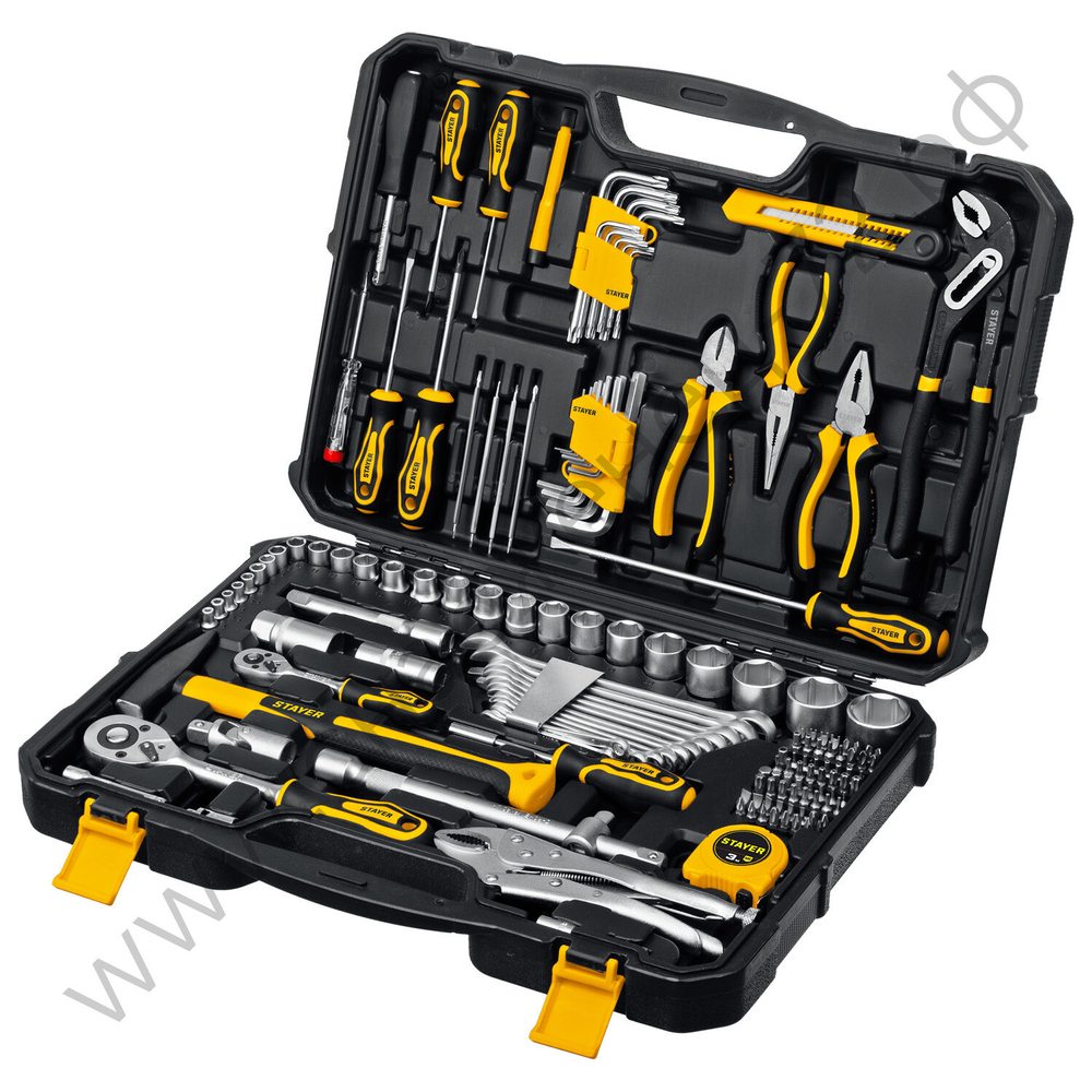 STAYER UNIVERSAL 150, 150 предм., (1/2″+ 1/4″), универсальный набор инструмента, Professional (27710-H150)