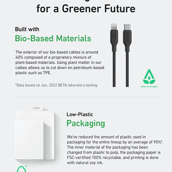 Кабель Anker 542 USB-C to Lightning BIO-BASED 1,8 м (A80B2H11) черный