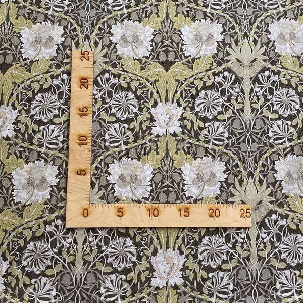 Уильям Моррис Honeysuckle #1 на сером, 100% хлопок Handmade Fabrics 2