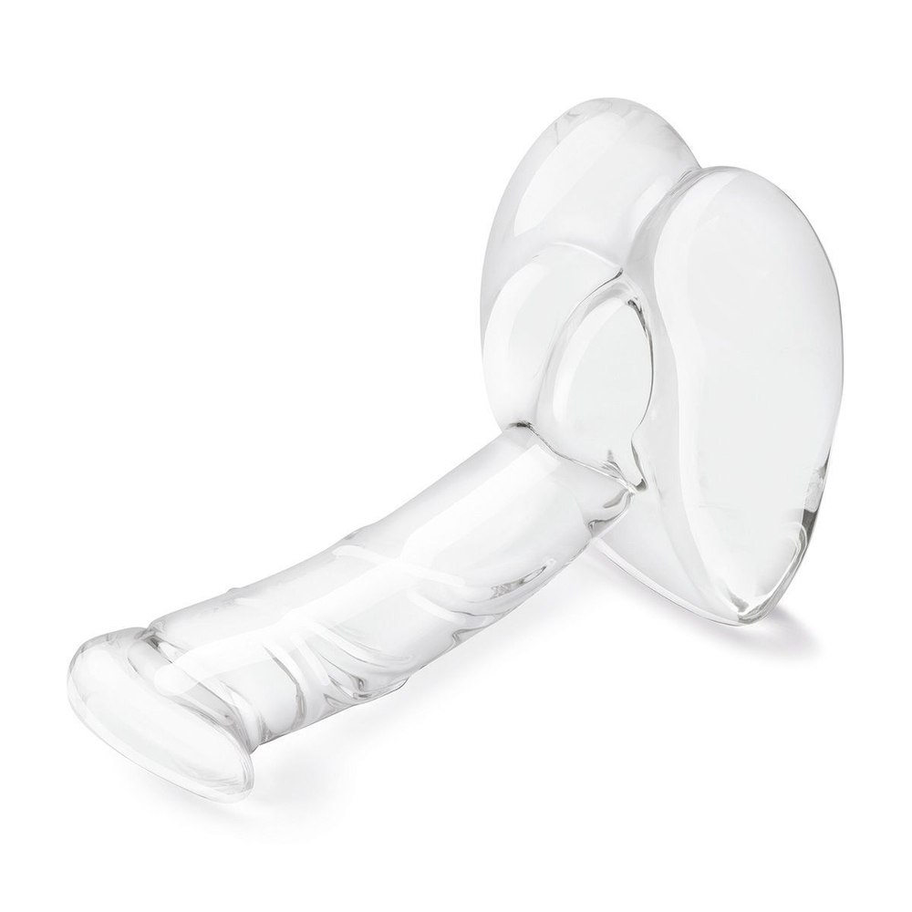 Стеклянный фаллоимитатор на подставке 7,5’’ Rideable Standing Glass Cock With Stability Base - 19 см. (Цвет: прозрачный)