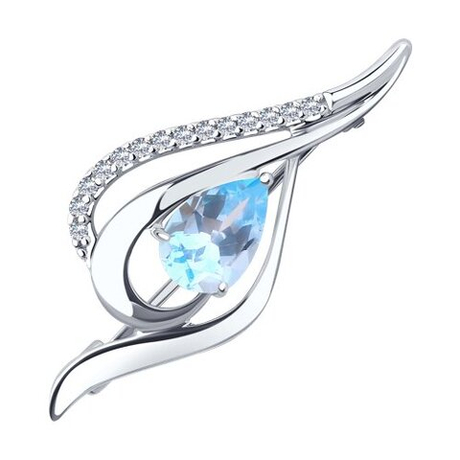 Брошь из серебра с топазами