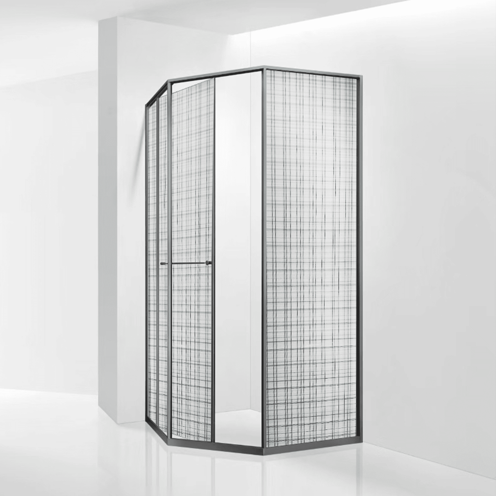 Душевой уголок RGW SV-82Gr "L" (Черная вуаль, 900x900)