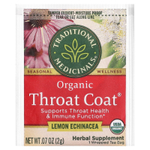 Traditional Medicinals, Organic Throat Coat, лимонная эхинацея, без кофеина, 16 чайных пакетиков в упаковке, 32 г (1,13 унции)