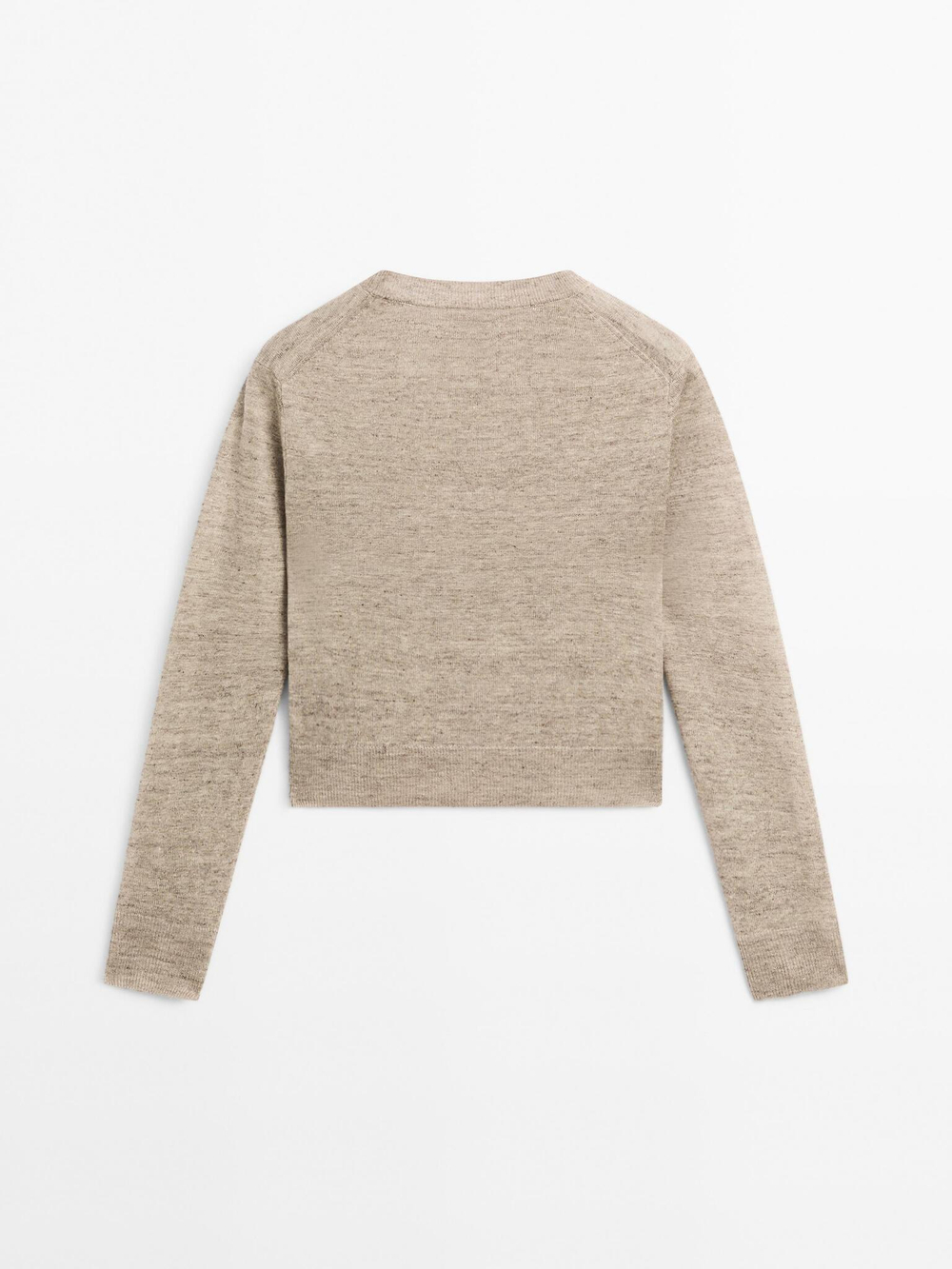 Massimo Dutti Свитер из 100% льна с меланжевым узором, серый