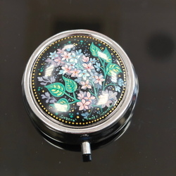 Сувенирный контейнер для хранения мелочей с ручной росписью Палех "Сирень"